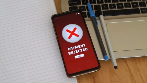 Smartphone notification of payment going wrong. Concept of online transaction Stock Footage 297471190