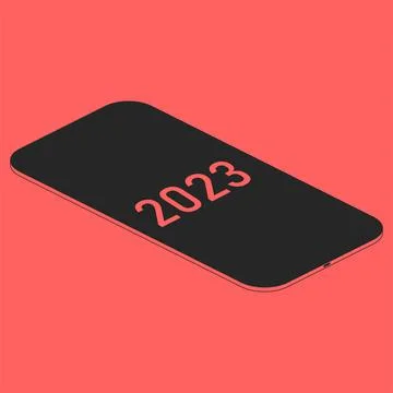 Smartphone with numbers 2023. Isometric vector new year illustration. Stock Illustration