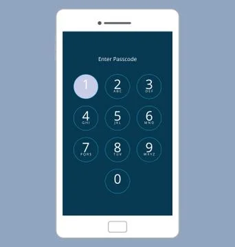 Smartphone Numeric Passcode Lock Screen, Vector Illustration Set Stock Illustration