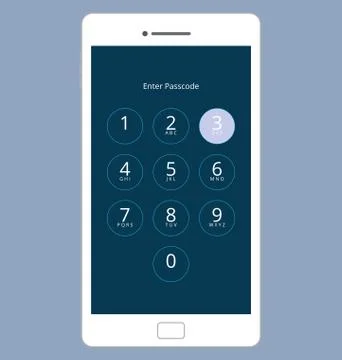 Smartphone Numeric Passcode Lock Screen, Vector Illustration Set Stock Illustration