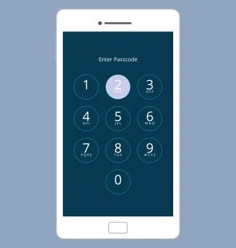 Smartphone Numeric Passcode Lock Screen, Vector Illustration Set Stock Illustration