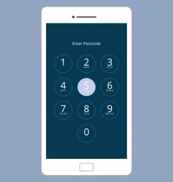 Smartphone Numeric Passcode Lock Screen, Vector Illustration Set Stock Illustration