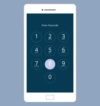 Smartphone Numeric Passcode Lock Screen, Vector Illustration Set Stock Illustration