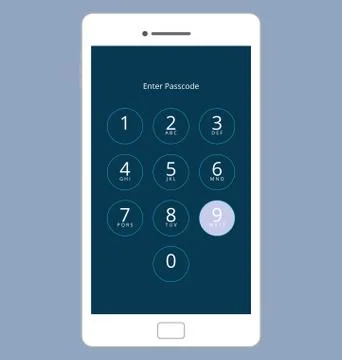 Smartphone Numeric Passcode Lock Screen, Vector Illustration Set Stock Illustration