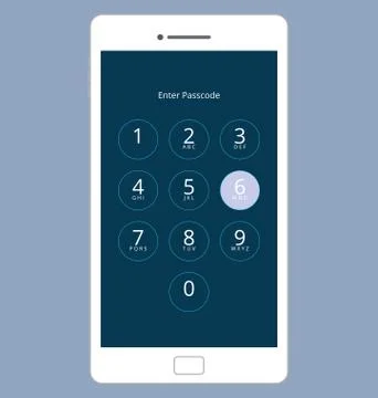 Smartphone Numeric Passcode Lock Screen, Vector Illustration Set Stock Illustration