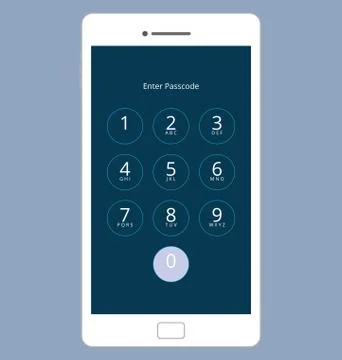 Smartphone Numeric Passcode Lock Screen, Vector Illustration Set Stock Illustration