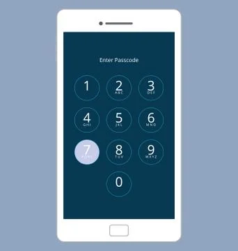 Smartphone Numeric Passcode Lock Screen SEVEN Stock Illustration