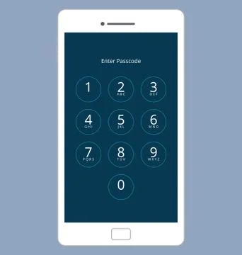 Smartphone Numeric Passcode Lock Screen, Vector Illustration Set Stock Illustration
