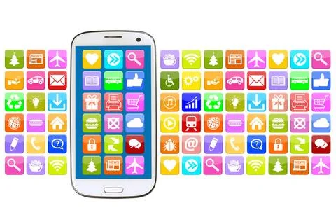 Smartphone oder Handy mit Application Apps App für Internet Smartphone ode.. Foto stock