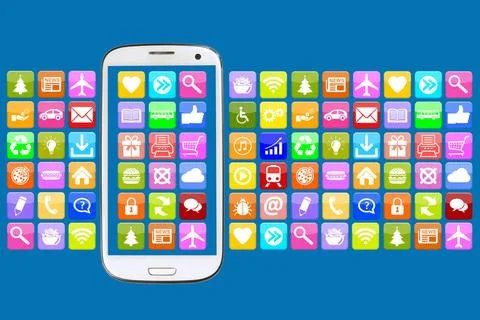 Smartphone oder Handy mit Application Apps App für Internet Kommunikation .. Stock Photos