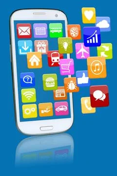 Smartphone oder Handy Telefon mit Programme Application Apps App Smartphon... Foto stock