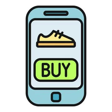 Smartphone with an online shopping application displaying a sneaker Stock Illustration