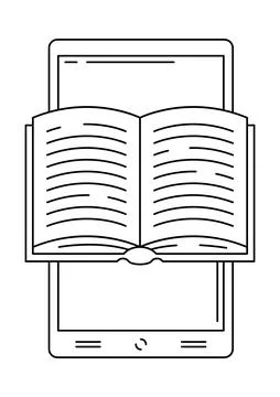 Smartphone with open book. Digital library concept Ilustración de archivo