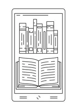 Smartphone with open book. Digital library concept イラスト素材
