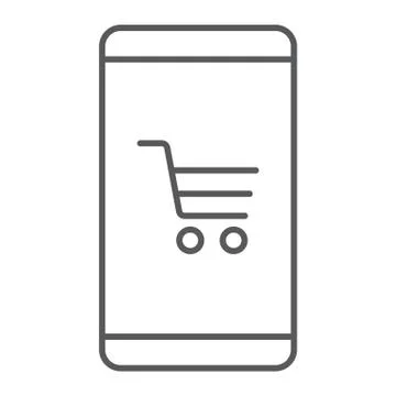 Smartphone open store application thin line icon Stock Illustration
