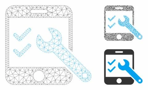 Smartphone Options Vector Mesh Carcass Model and Triangle Mosaic Icon Illustrazione stock