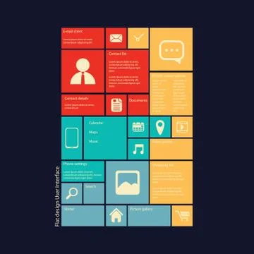 Smartphone or tablet graphic user interface in modern flat design Stock Illustration