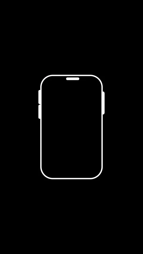 Smartphone outline animation on black background. Smartphone outline sleek .. Stock Footage 345966549