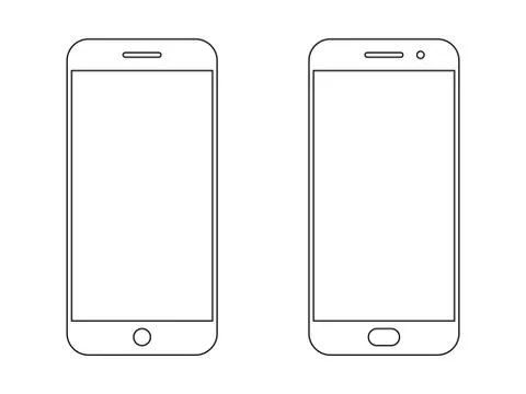 Smartphone outline vector icon of Android mobile smart phone screen or modern Stock Illustration