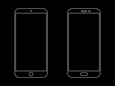 Smartphone outline vector icon of Android mobile smart phone screen or modern Illustrazione stock