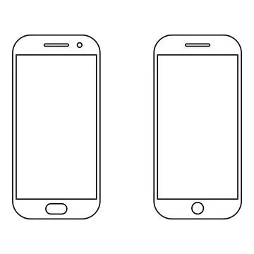 Smartphone outline vector icon of screen of mobile smart phone or modern andr Stock Illustration
