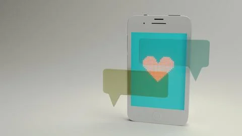 Smartphone with overlapping message bubbles and heart symbol 스톡 사진