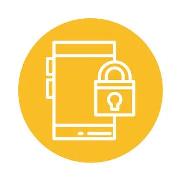 Smartphone with padlock, block and flat style icon Illustrazione stock