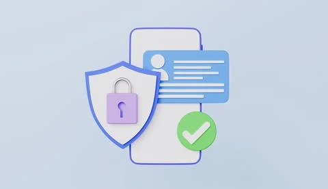 Smartphone Padlock with Checkmark Sign Secured Devices Concept Stock Illustration