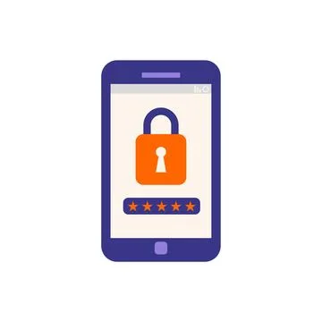 Smartphone with padlock icon symbolizing data encryption, mobile privacy, c.. Stock Illustration