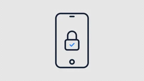 Smartphone Padlock Security Icon Locking and Unlocking on Transparent Vidéo 347284718