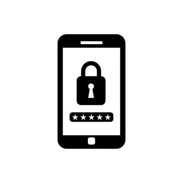 Smartphone with a padlock symbolizing data protection, privacy, and cyberse.. 库存插图