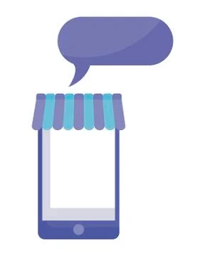 Smartphone with parasol and speech bubble Stockillustratie