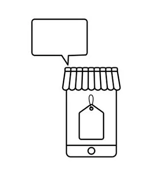 Smartphone with parasol and speech bubble Stockillustratie