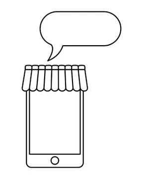 Smartphone with parasol and speech bubble Illustration