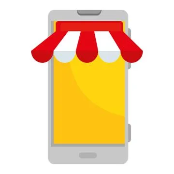 Smartphone with parasol ecommerce app イラスト素材