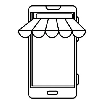 Smartphone with parasol ecommerce app イラスト素材