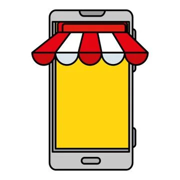 Smartphone with parasol ecommerce app Illustration
