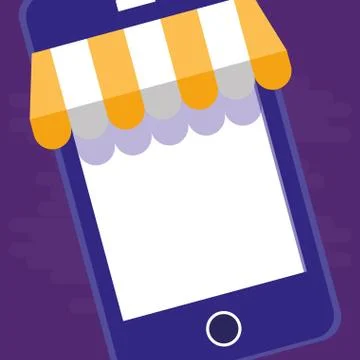 Smartphone with parasol ecommerce Illustrazione stock