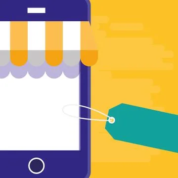 Smartphone with parasol ecommerce イラスト素材