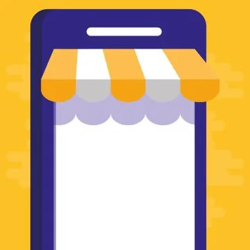 Smartphone with parasol ecommerce Stock Illustration