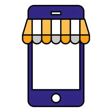 Smartphone with parasol ecommerce Stock Illustration