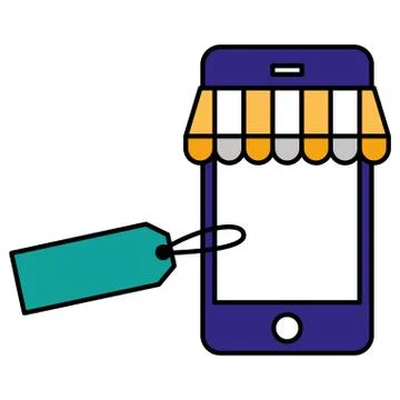 Smartphone with parasol ecommerce Illustrazione stock