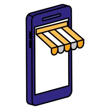 Smartphone with parasol ecommerce 스톡 일러스트