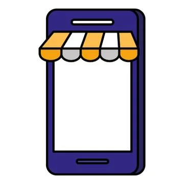 Smartphone with parasol ecommerce Illustrazione stock