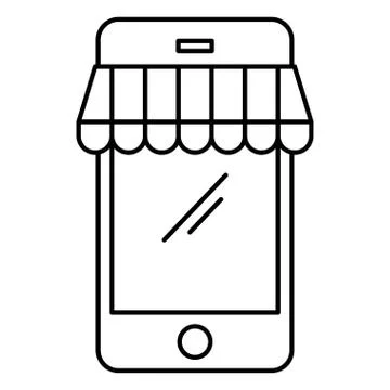 Smartphone with parasol ecommerce 스톡 일러스트