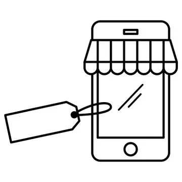 Smartphone with parasol ecommerce 스톡 일러스트