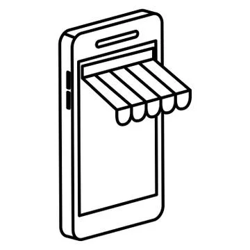 Smartphone with parasol ecommerce Illustrazione stock
