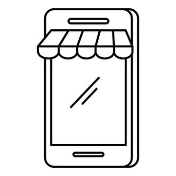Smartphone with parasol ecommerce Illustrazione stock