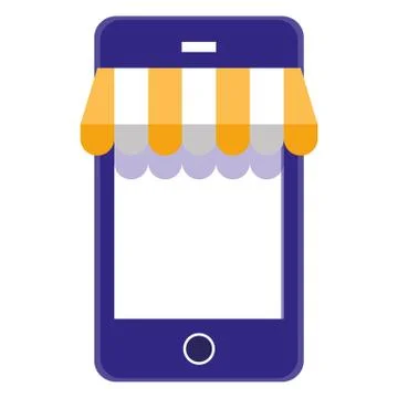 Smartphone with parasol ecommerce Illustrazione stock