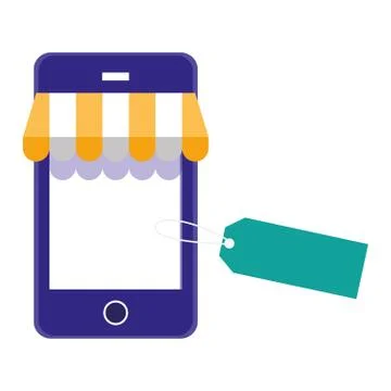 Smartphone with parasol ecommerce Illustrazione stock